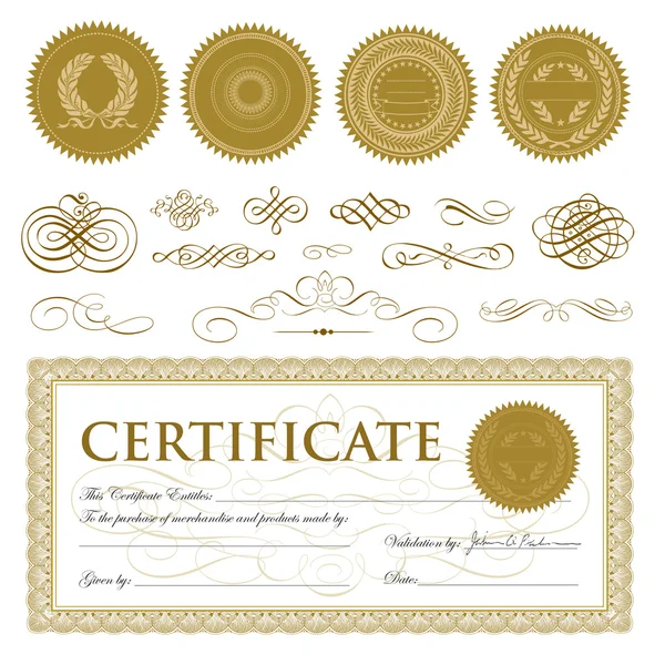 hediye sertifikası vektör ve set mühür