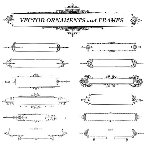 Vector vintage ornament en frame instellen. — Stockvector