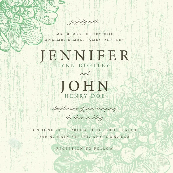 Eski çiçek düğün davetiyesi