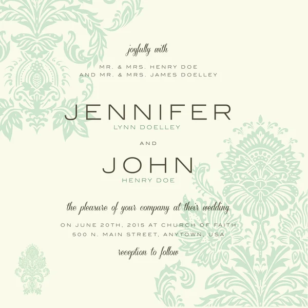 Pastel fleurs invitation de mariage — Image vectorielle