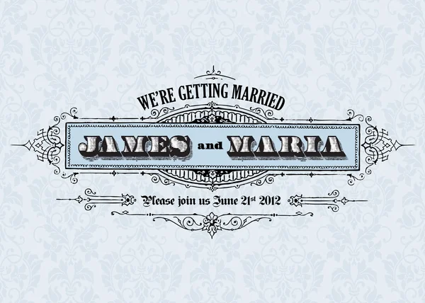 Annonce de mariage vintage vectoriel . — Image vectorielle