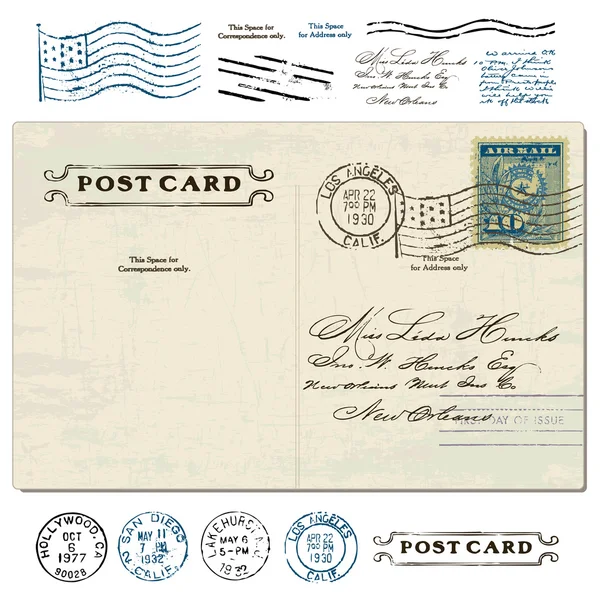 Ensemble de cartes postales Vintage vectoriel — Image vectorielle