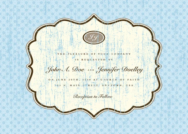 Invitación de boda en marco rayado — Vector de stock