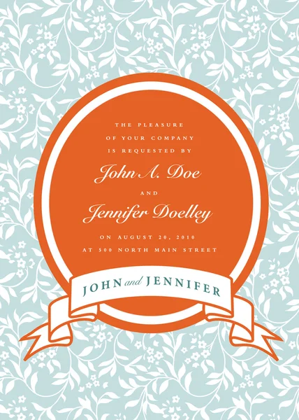 Ovaal çerçeve düğün davetiyesi