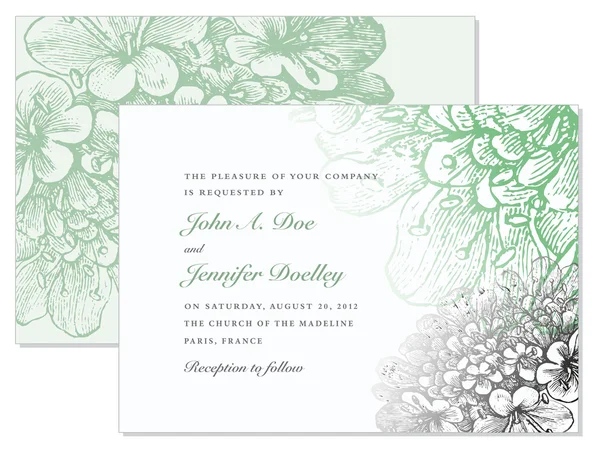 Invitación de boda con flores — Vector de stock