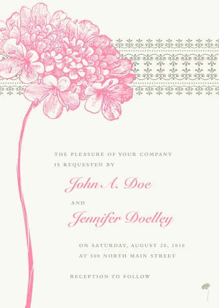 Invitation de mariage avec fleur — Image vectorielle