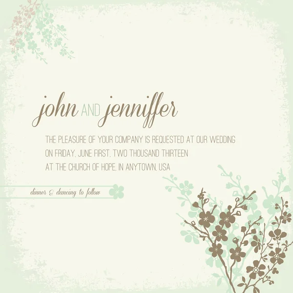Pastel fleurs invitation de mariage — Image vectorielle