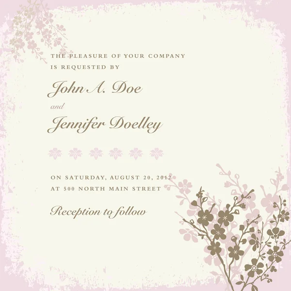 Invitación de boda con flores de primavera — Vector de stock