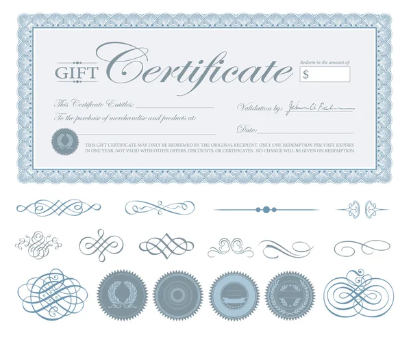 Vector regalo certificado azul — Vector de stock