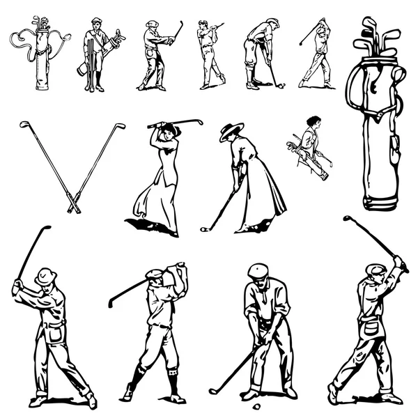 Vintage Golf Set — Stock Vector