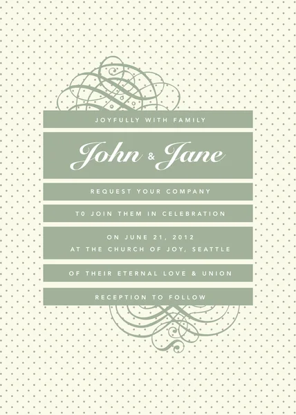 Green pastel wedding invitation — Stock Vector