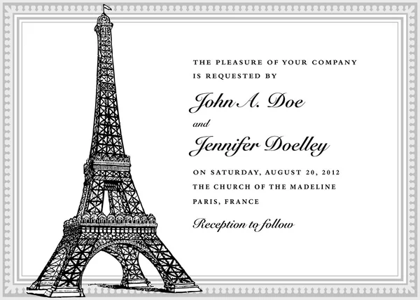 Invitación de boda tema París Vector De Stock