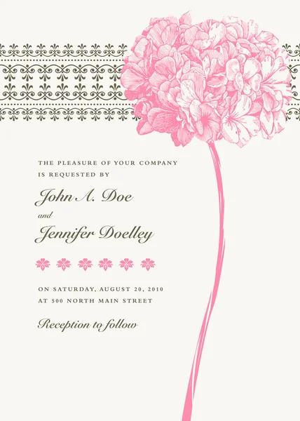Pozvánka na svatbu s květinou — Stockový vektor