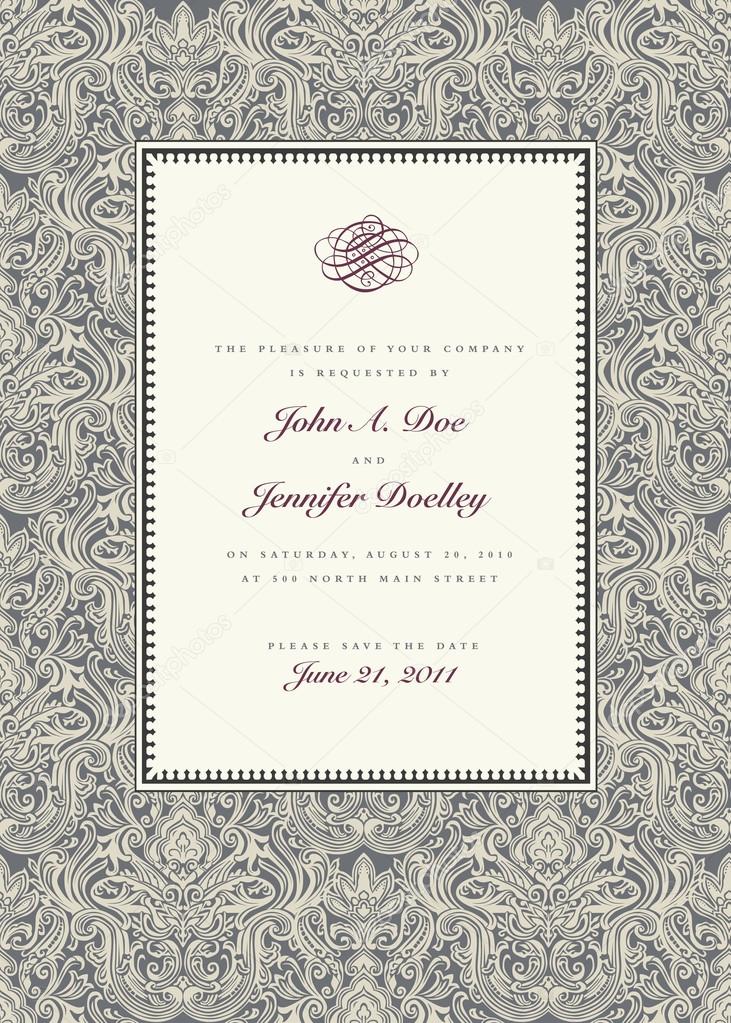 Lace pattern wedding invitation