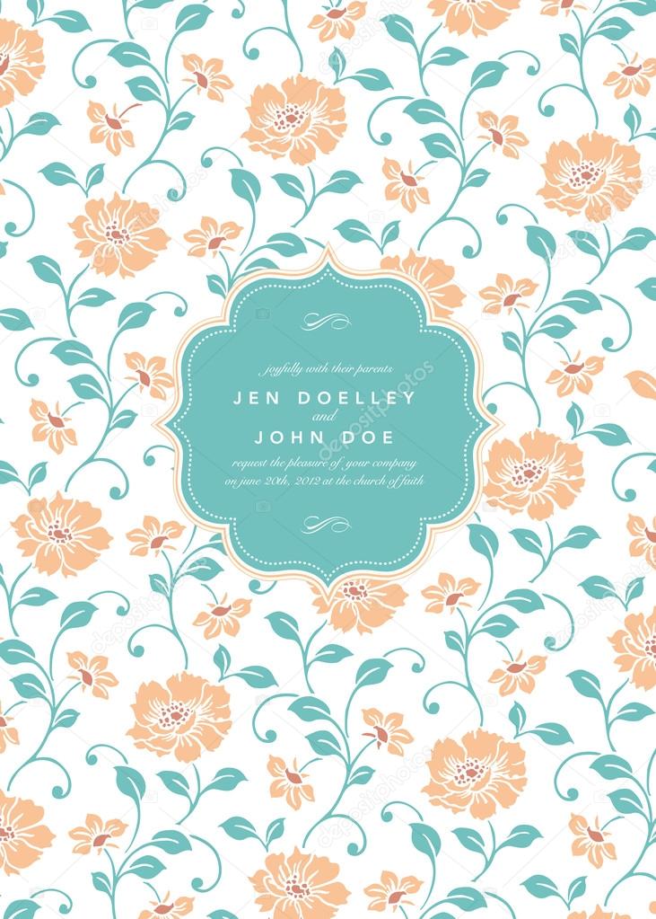 wedding invitation with flowers pattern