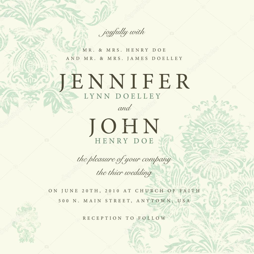 wedding invitation on floral ornament