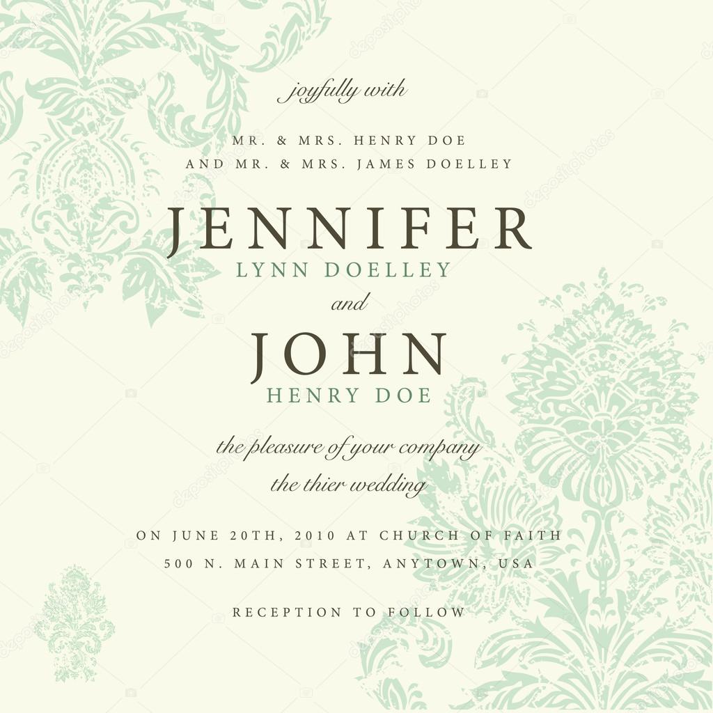 Green plants wedding invitation