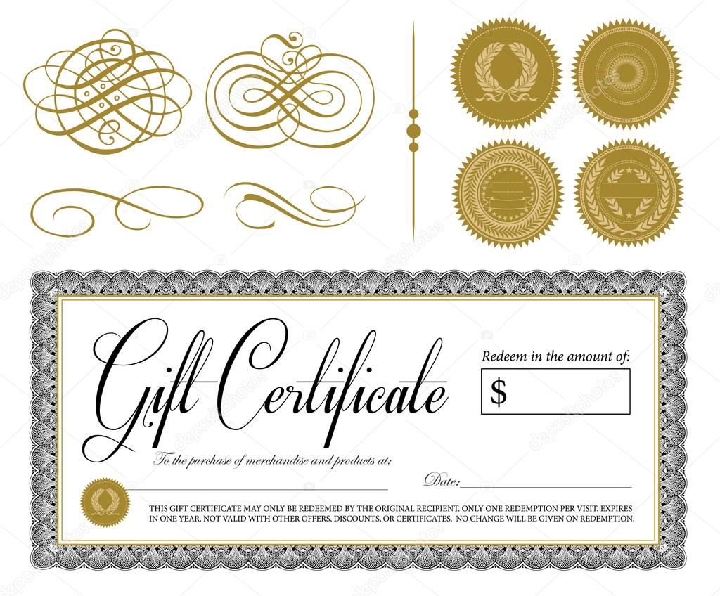 Vector Gift Certificate and Seal Set