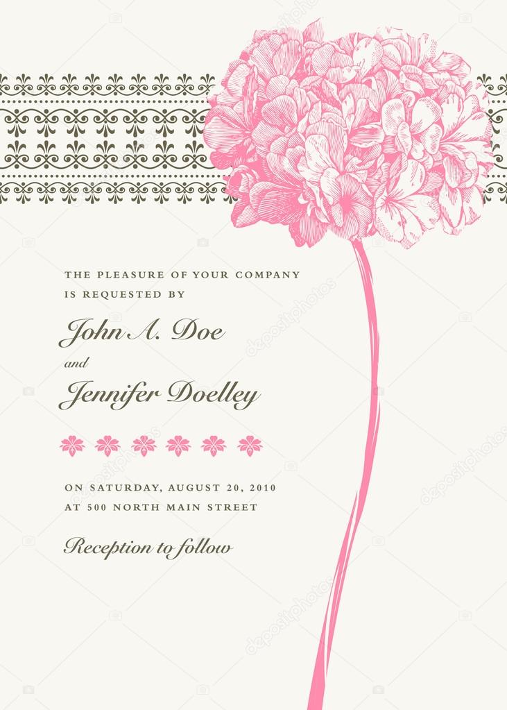 wedding invitation with flower