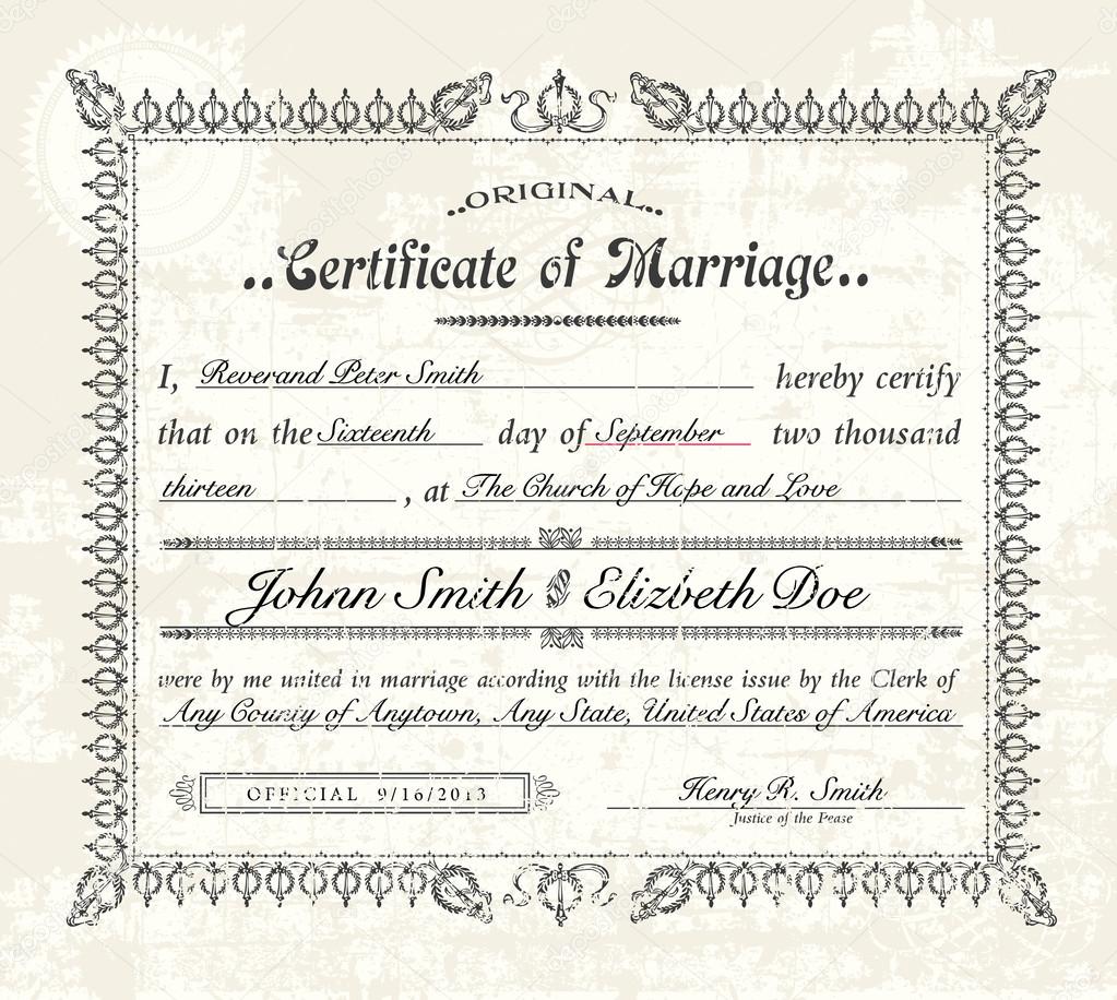 Vector Vintage Marriage Certificate