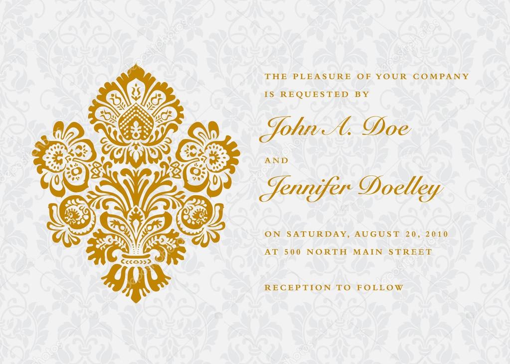 wedding invitation with classic ornament