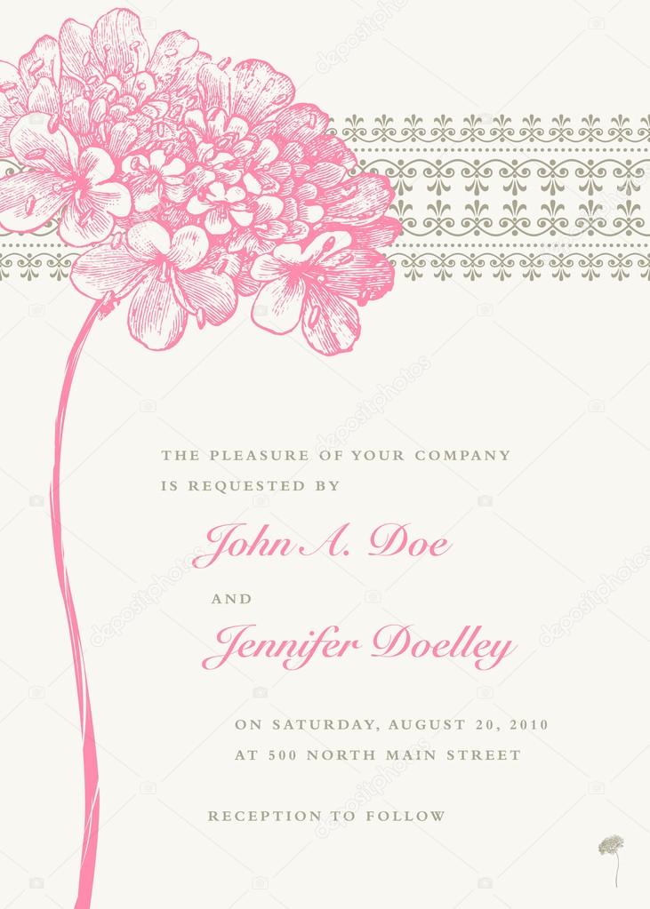 wedding invitation with flower