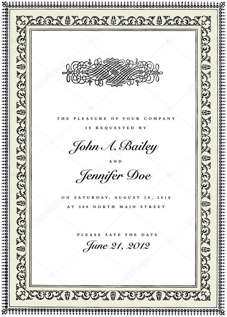 Classic elegant wedding invitation