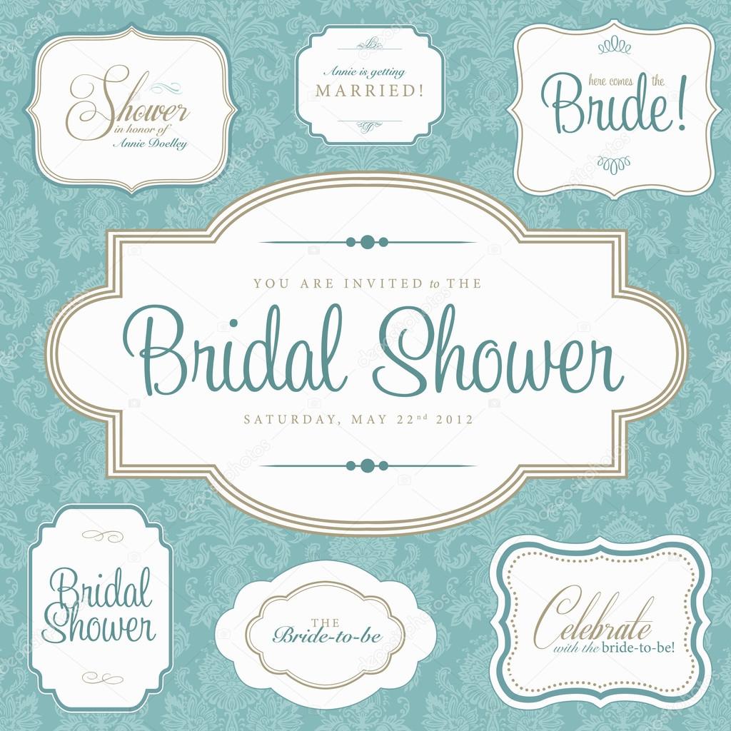 Vector Bridal Shower Frame Set.