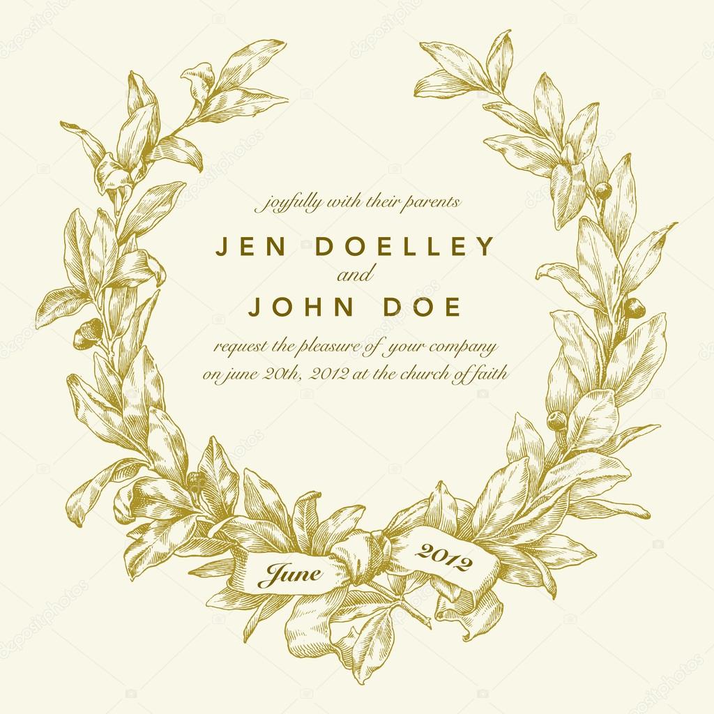 wedding invitation with wreath