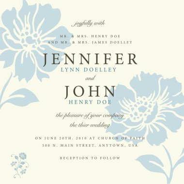 Çiçeklerle düğün davetiyesi