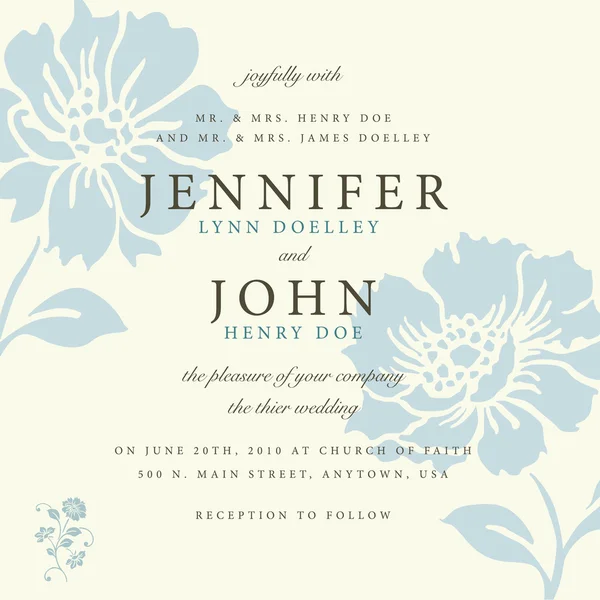 Çiçeklerle düğün davetiyesi