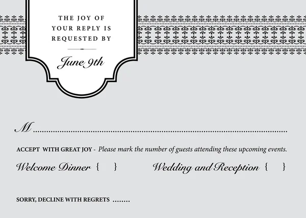 Wedding Reply Card — Stock Vector