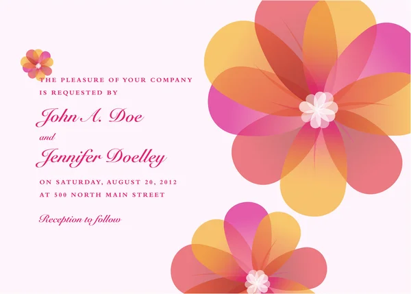Запрошення на весілля з сучасними квітами Векторна Графіка