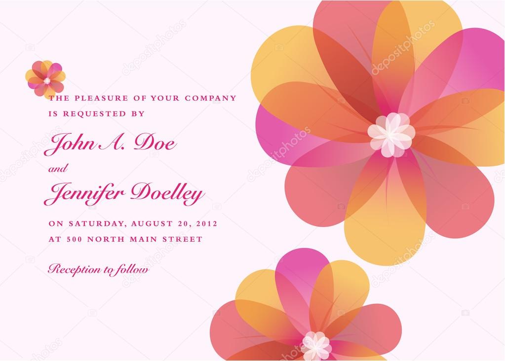 wedding invitation with modern flowers