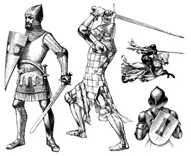 Vektör Ortaçağ Knight Set