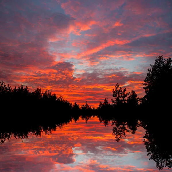 Nice sunset on lake — Stock Photo, Image