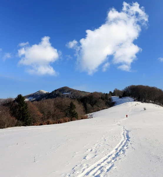 Snow path in mountains — Stock Photo, Image