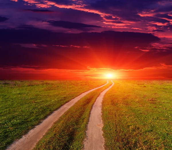 Estrada para o pôr do sol — Fotografia de Stock