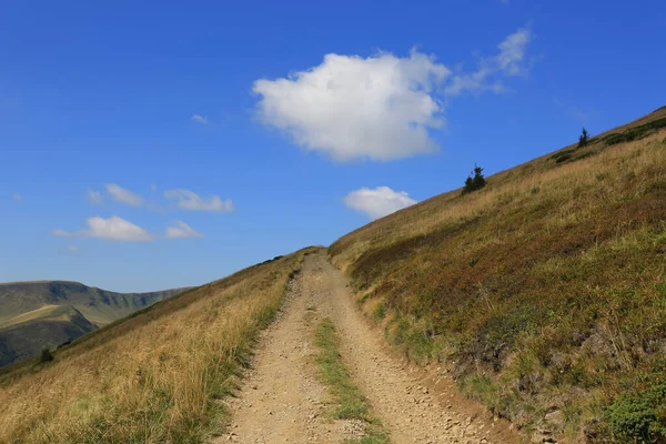 Landscape Mountain Pathway Clouds Blue Sky Take Ukrainian Carpathians — Stock Photo, Image