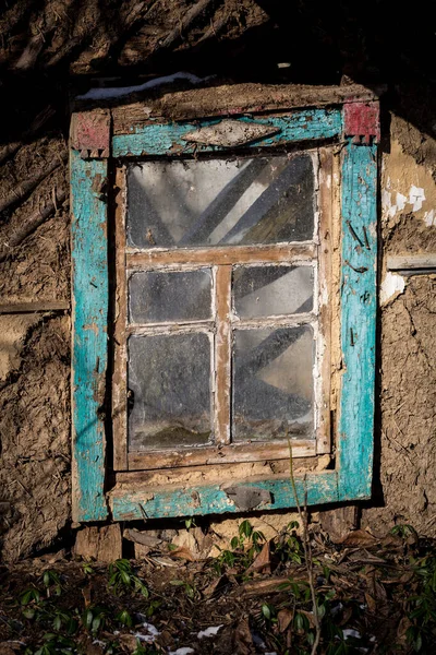 Ventana Abstracta Una Antigua Casa Rural Ruinas Abandonada — Foto de Stock