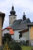 Pohled na starý kostel ve městě Liptovský Jan, Slovensko