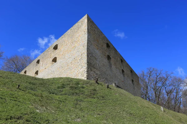 Vecchia Preveggente Pietra Una Collina Verde Sotto Cielo Blu Chyhyryn — Foto Stock