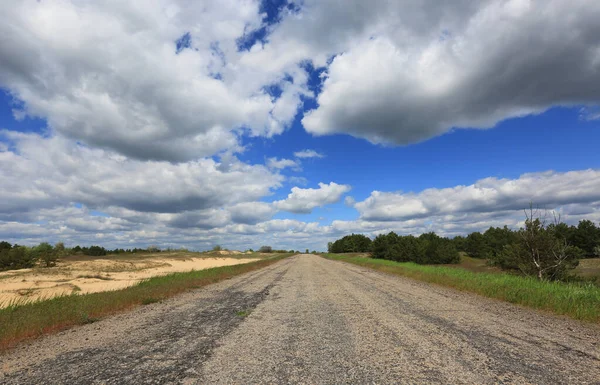 Empty Countryside Road Nice Clouds — 图库照片