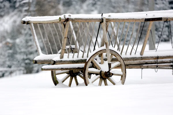 Chariot en bois en hiver — Photo