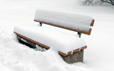 Kış parkında bankta