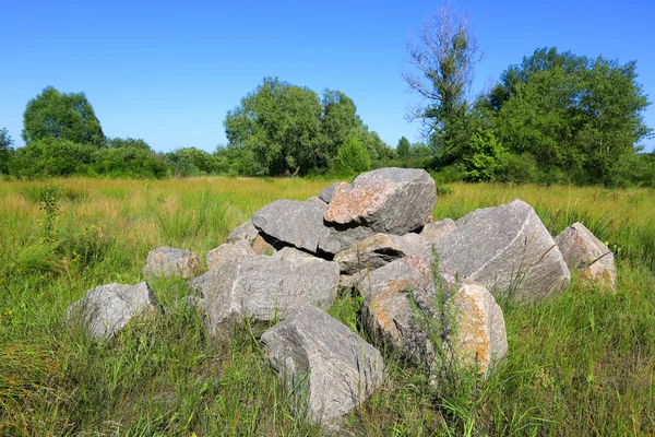 Granithaufen auf Wiese — Stockfoto