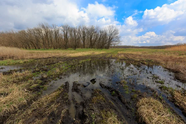 Błoto zalane drogi — Zdjęcie stockowe