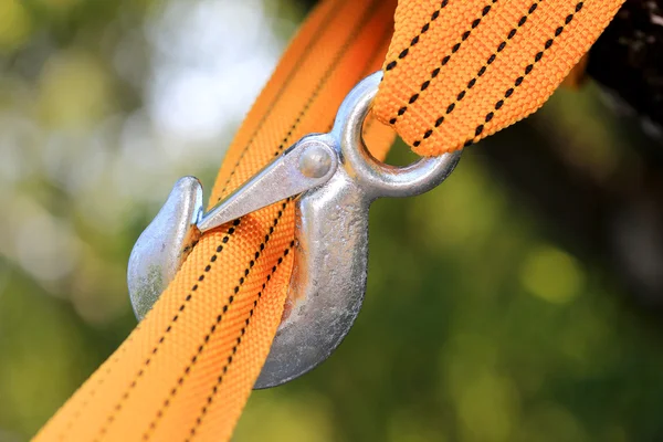 Strap and steel hook — Stock Photo, Image