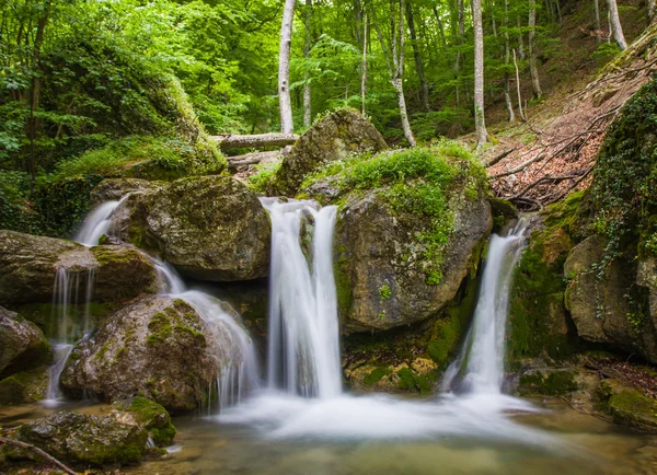 Wodospad w zielonym lesie — Zdjęcie stockowe