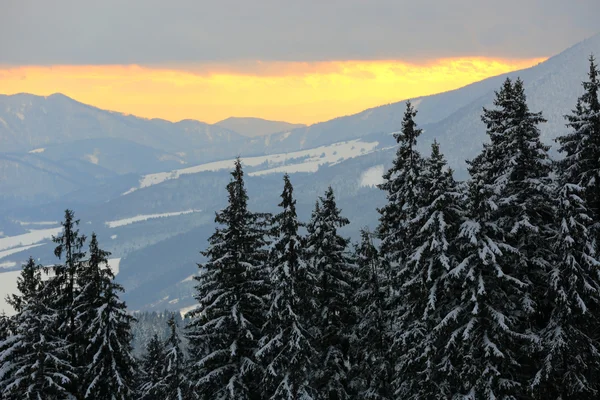 Coucher de soleil dans les montagnes — Photo